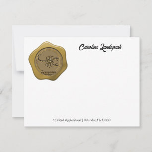 Elegante Gold Wax Seal met Schorpioen Notitiekaartje