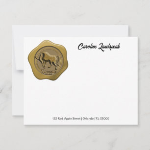 Elegante Gold Wax Seal met Stier Notitiekaartje