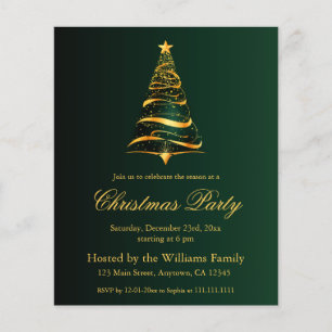 Elegante Golden Christmas Tree Party Budget Kaart