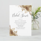 Elégante Golden Floral Bridal Shower Invitation (Debout devant)