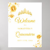 Elégante Golden Floral Quinceañera Affiche de bien (Devant)