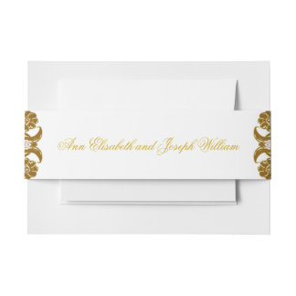 Elegante Golden Floral Wedding Wraparound Uitnodigingen Wikkel