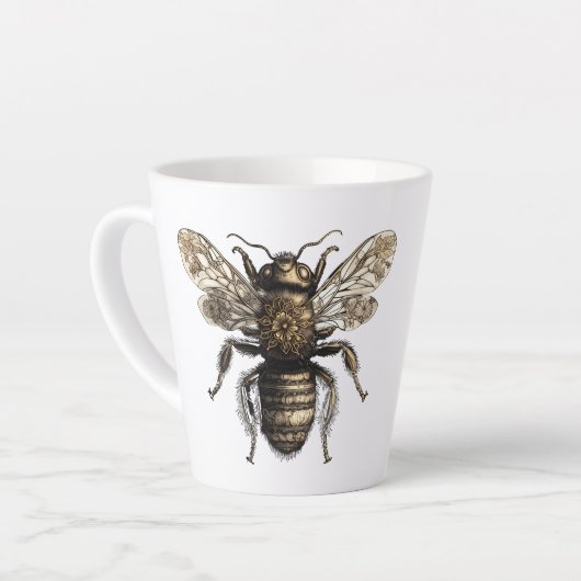 Elegante Golden Flower Bee Latte Mok (Linkerhoek)