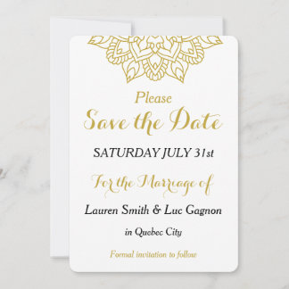 Elegante Golden Mandala bruiloft Save the Date Kaa