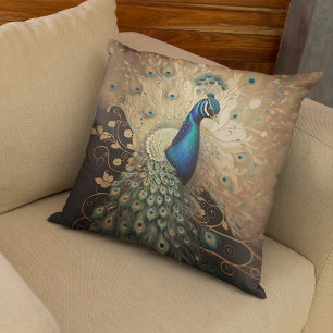 Elegante Golden Peacock Bird Kussen