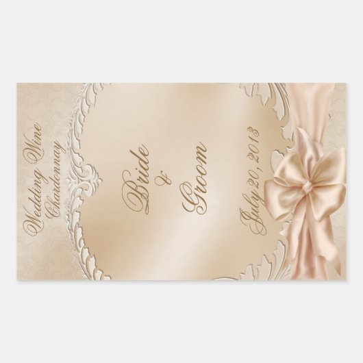 Elegante Golden Swans Wedding Wine Label Sticker (Voorkant)
