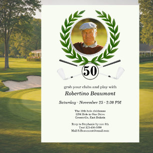 Elegante golf thema speler ervaring 50ste verjaard kaart
