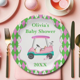 Elegante golfkar klaar voor babyshower papieren bordje
