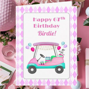Elegante golfkar voor dames 67e verjaardag kaart