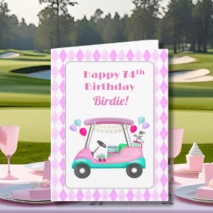 Elegante golfkar voor dames 74ste verjaardag kaart