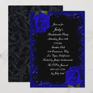 Elegante Goth-blauwe rozen vrijgezellenfeest Kaart