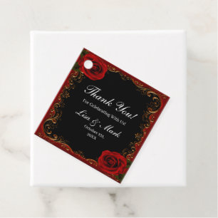 Elegante Goth Rode Rozen Bedankjes Labels