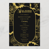 Elegante Gothic Glam Zwart Goud Trouwprogramma Programma (Voorkant)
