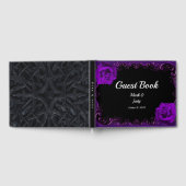 Elegante Gothic Paarse Rozen bruiloft gastenboek (Volledig)