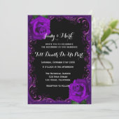 Elegante Gothic Paarse Rozen bruiloft Kaart (Staand voorkant)