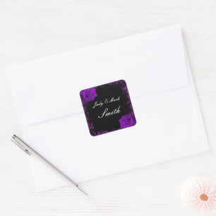 Elegante Gothic Paarse Rozen bruiloft zegel