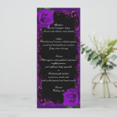 Elegante Gothic Paarse Rozen Wedding Menu (Staand voorkant)