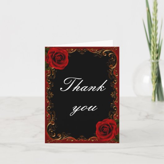 Elegante Gothic Red Roses bedankkaart (Voorkant)