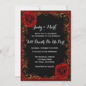 Elegante Gothic Red Roses bruiloft Kaart (Voorkant)