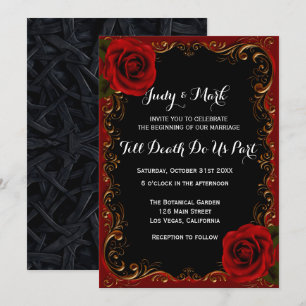 Elegante Gothic Red Roses bruiloft Kaart