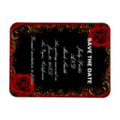 Elegante Gothic Red Roses slaan de datum op Magneet (Horizontaal)