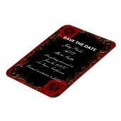 Elegante Gothic Red Roses slaan de datum op Magneet (Linkerzijde)