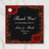 Elegante Gothic rode rozen Bedankjes Labels (Voorkant)