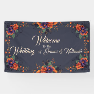 Elegante gotische 3D-bloemige trouwbanner Spandoek