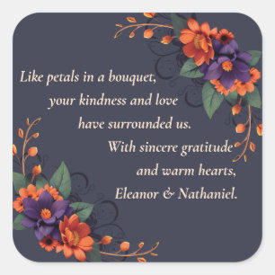 Elegante Gotische Bloemen Dankbaarheid Bruiloft St Vierkante Sticker