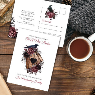 Elegante Gotische Bloemen Halloween Nieuw Huis Ver Feestdagenkaart