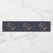 Elegante Gotische Bloemen Minimale Monogram Bruilo Waterfles Etiket (Enkel label)