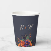 Elegante Gotische Bloemen Monogram Bruiloft Papier Papieren Bekers (Achterkant)