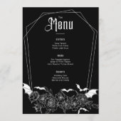 Elegante Gotische Bloemen Zwart Bruiloft Menu (Voorkant)