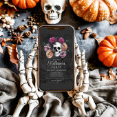 Elegante Gotische Bloemenschedel Halloween Kaart