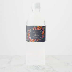 Elegante Gotische Bloemige Bruiloft Waterfles Etiket
