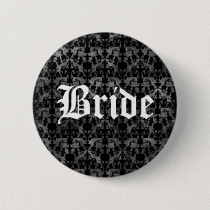 Elegante gotische bruid ronde button 5,7 cm