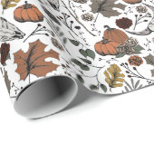 Elegante Gotische Herfst Oogst en Koe Skulls Cadeaupapier (Rol Hoek)