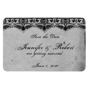 Elegante Gotische Kant Posh Bruiloft Save the Date Magneet