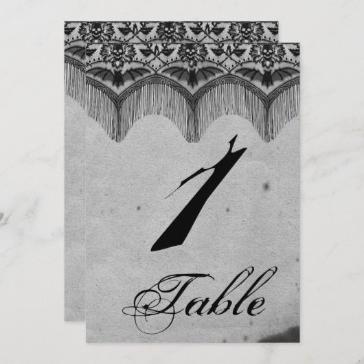 Elegante Gotische Kant Poshe Tafelkaart voor de Br Kaart (Voorkant / Achterkant)