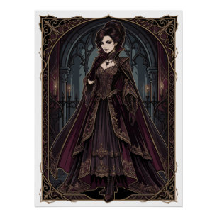 Elegante Gotische Koningin Victoriaanse Donkere Ku Perfect Poster