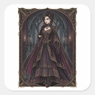 Elegante Gotische Koningin Victoriaanse Donkere Ku Vierkante Sticker