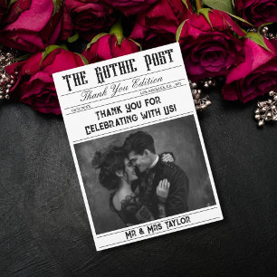 Elegante Gotische krantenfoto dank u Kaart