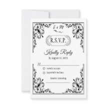 Elegante Gotische Monogram Huwelijk RSVP Kaart
