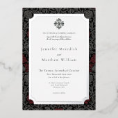 Elegante  gotische Moody Botanische bruiloft Folie Uitnodiging (Voorkant)