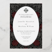Elegante gotische Moody Botanische bruiloft Folie Uitnodiging (Voorkant)