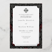 Elegante  gotische Moody Botanische bruiloft Folie Uitnodiging (Voorkant)