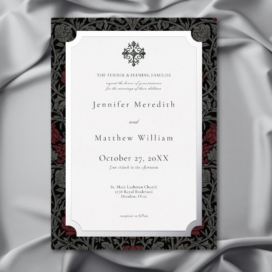 Elegante  gotische Moody Botanische bruiloft Folie Uitnodiging