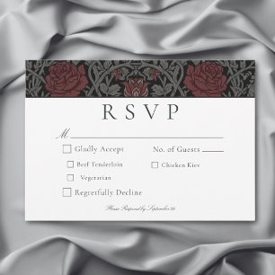 Elegante gotische Moody Botanische bruiloft RSVP Kaartje