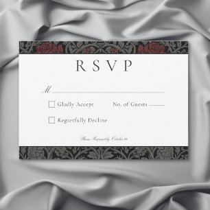 Elegante gotische Moody Botanische bruiloft RSVP Kaartje