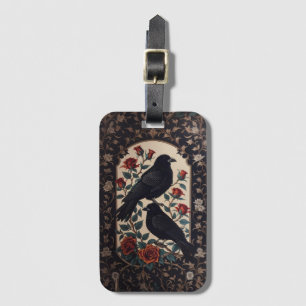 Elegante gotische raven met Rozen Bagagelabel